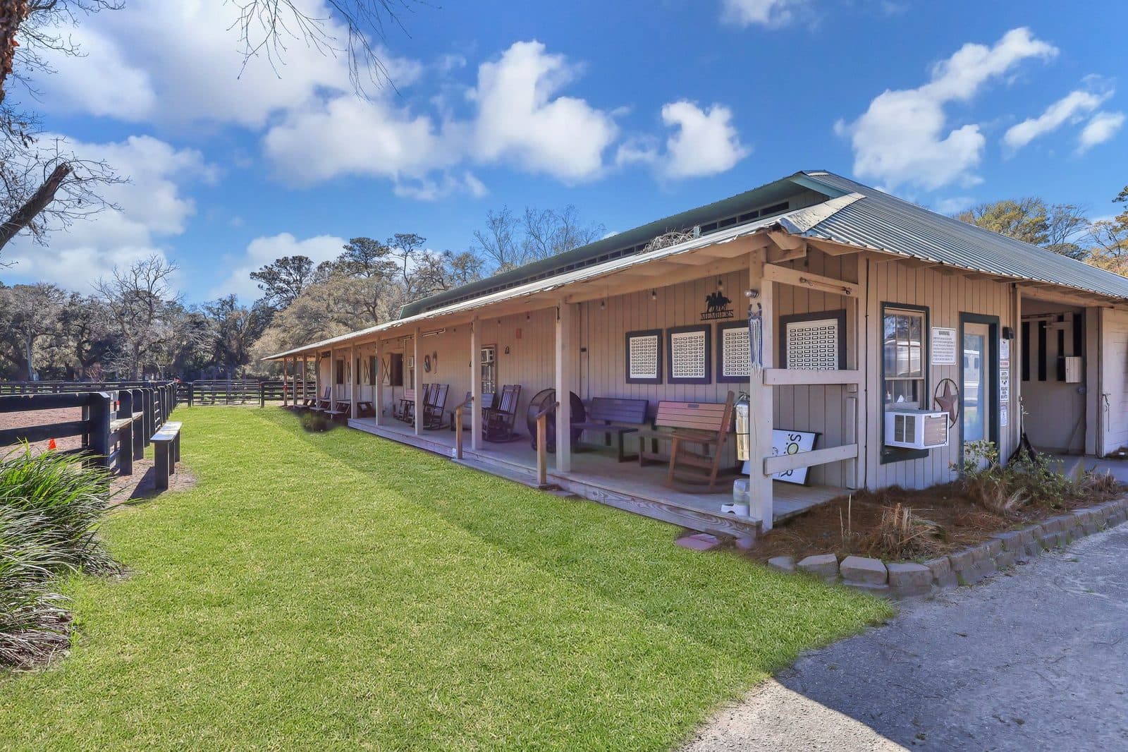 The stable building at the Moss Creek equestrian centre in Bluffton, South Carolina